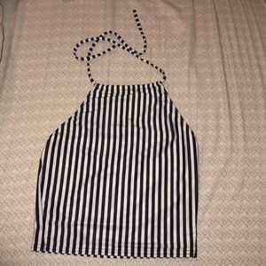 Black and White Kortni Jeane High Neck Top